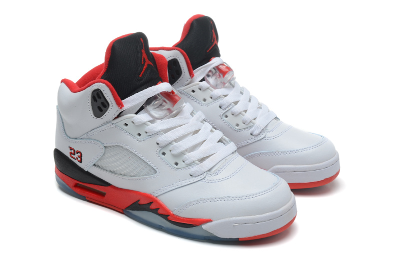 Air Jordan 5 Women Shoes White/Red Online